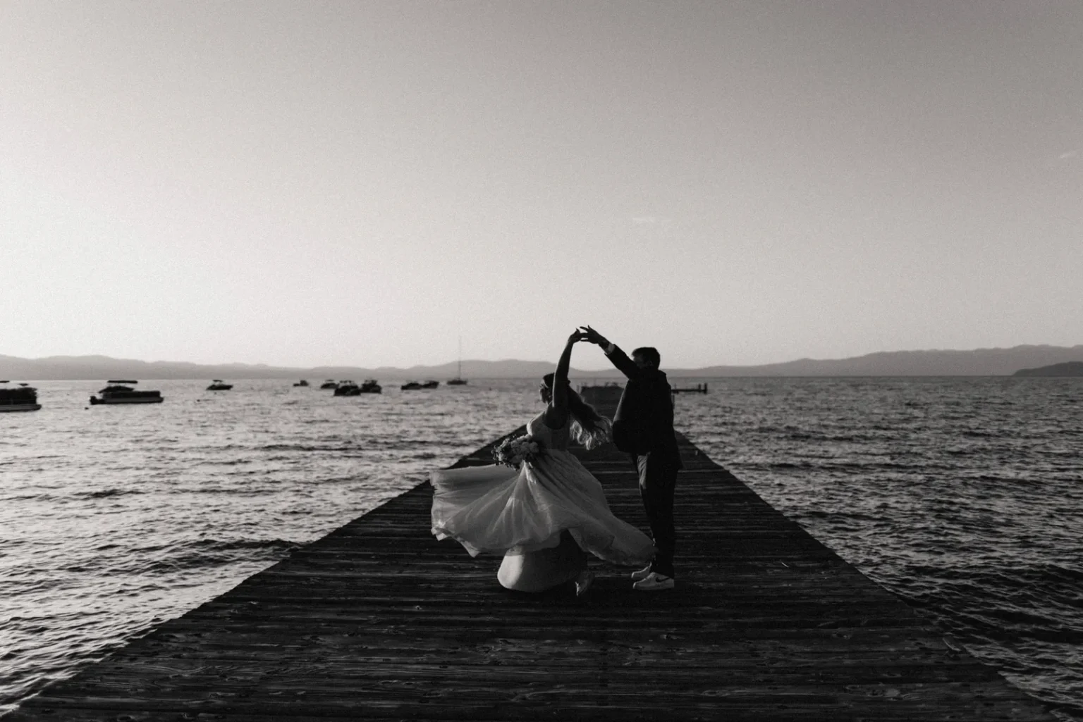Tahoe Beach Retreat and Resort: Golden hour on pier