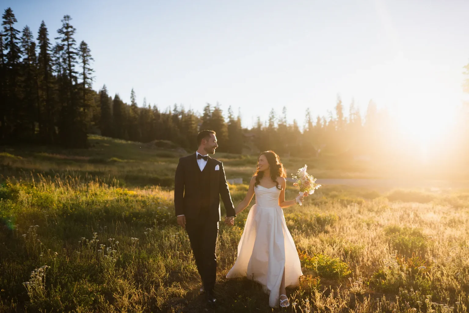 Golden hour portraits at Sugar Bowl in Lake Tahoe by Wade Snider wedding photographer